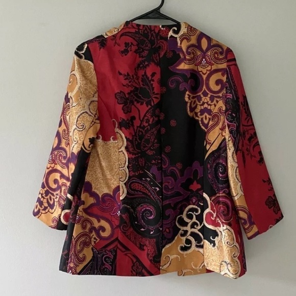 Chico's Colorful Lightweight Open 3/4 Sleeve Blazer Jacket Sz 0 (US S or 4) - Picture 3 of 9